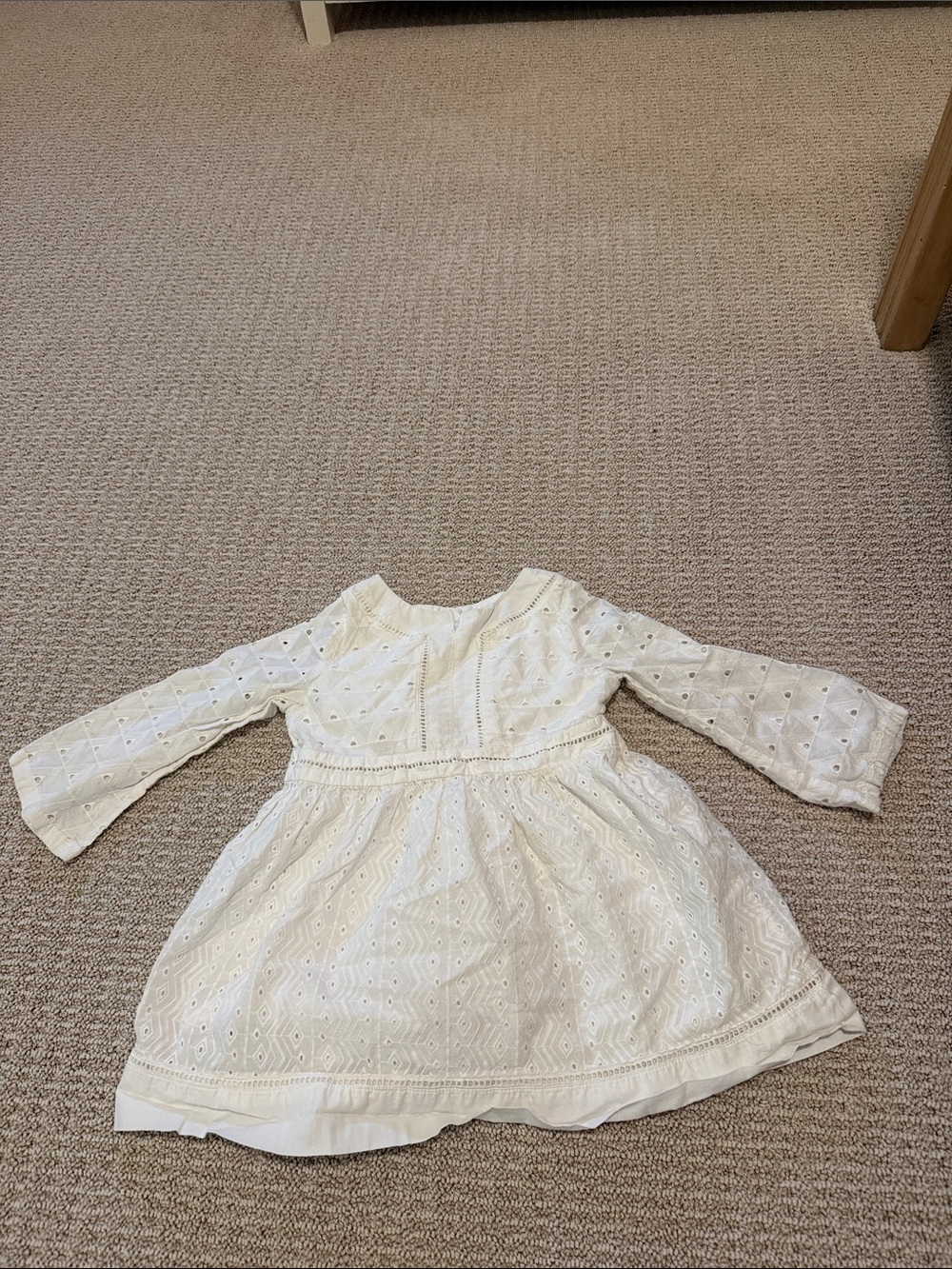 OshKosh B'gosh White Eyelet Long-Sleeve Kids Dress